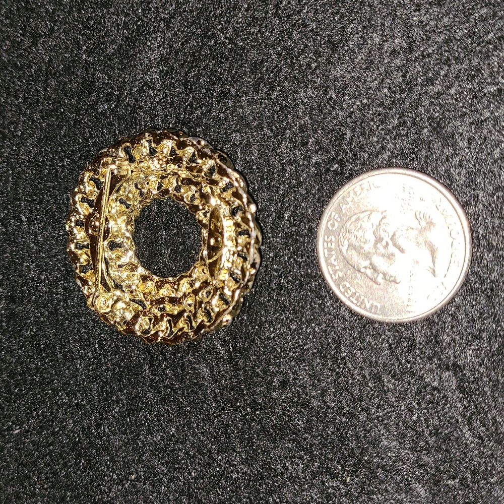 Vintage LIDZ Bros NY Gold-tone Rope Chain Circle Wreath Brooch Scarf Pin Signed - Picture 5 of 7